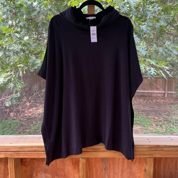 LOFT Lounge Black Knit Oversized Mock Neck Top Size XS/S. NEW - Picture 1 of 7